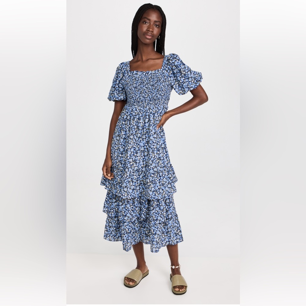 English Factory Textured Floral Print Maxi Dress M